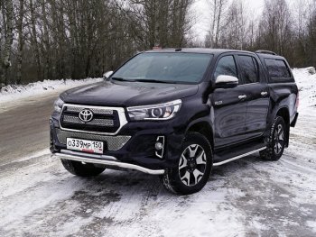 Защита переднего бампера волна d60,3 мм (Exclusive) ТСС Тюнинг Toyota Hilux AN120 1-ый рестайлинг (2017-2020)  (нержавейка)