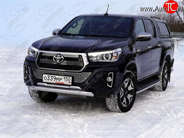 20 899 р. Защита переднего бампера нижняя 76,1 мм ТСС Тюнинг Toyota Hilux AN120 дорестайлинг (2016-2020) (нержавейка)  с доставкой в г. Нижний Новгород