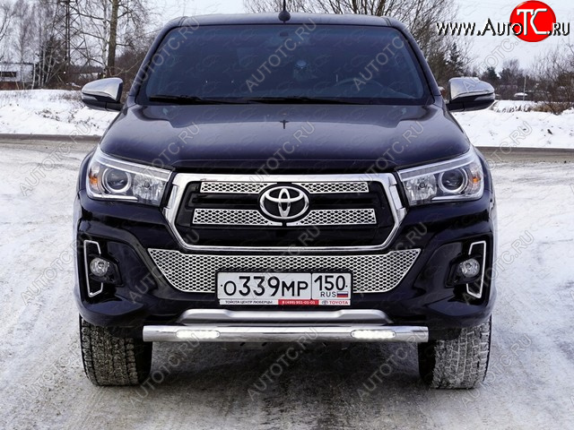 37 999 р. Защита переднего бампера нижняя с ДХО 76,1 мм ТСС Тюнинг Toyota Hilux AN120 1-ый рестайлинг (2017-2020) (нержавейка)  с доставкой в г. Нижний Новгород