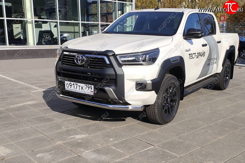 22 599 р. Защита переднего бампера нижняя 76,1 мм ТСС Тюнинг  Toyota Hilux  AN120 (2020-2024) 2-ой рестайлинг (нержавейка)  с доставкой в г. Нижний Новгород