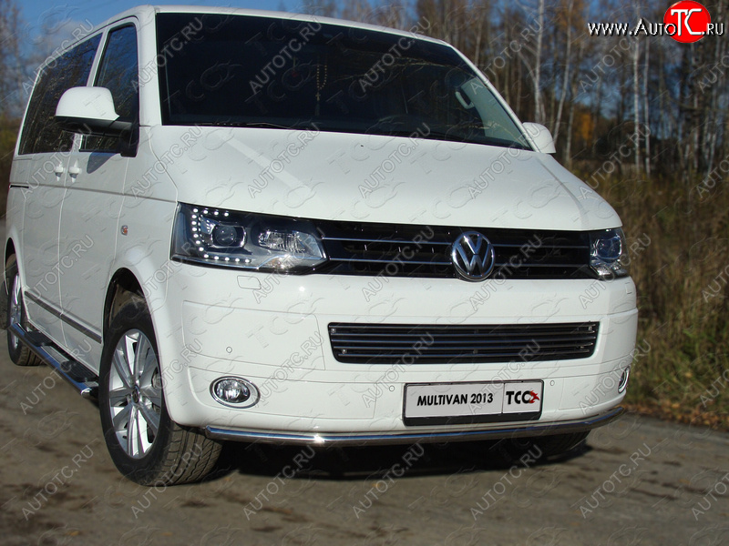 16 899 р. Защита переднего бампера нижняя d42,4 мм ТСС Тюнинг  Volkswagen Multivan  T5 (2009-2015) рестайлинг (нержавейка)  с доставкой в г. Нижний Новгород