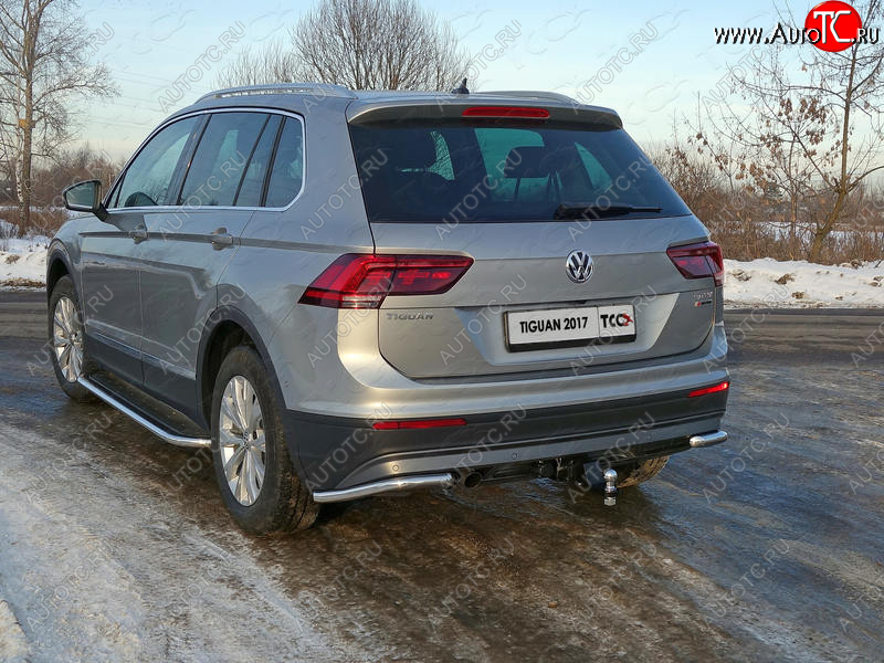 13 399 р. Защита заднего бампера (уголки, d42,4 мм) TCC Volkswagen Tiguan Mk2 дорестайлинг (2016-2020)  с доставкой в г. Нижний Новгород