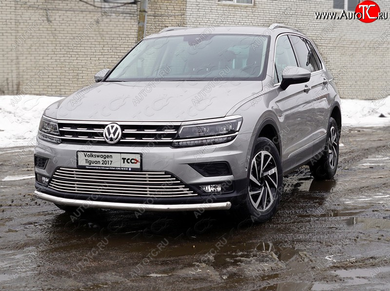 18 999 р. Защита переднего бампера нижняя d60,3 мм ТСС Тюнинг  Volkswagen Tiguan  Mk2 (2016-2020) дорестайлинг (нержавейка)  с доставкой в г. Нижний Новгород