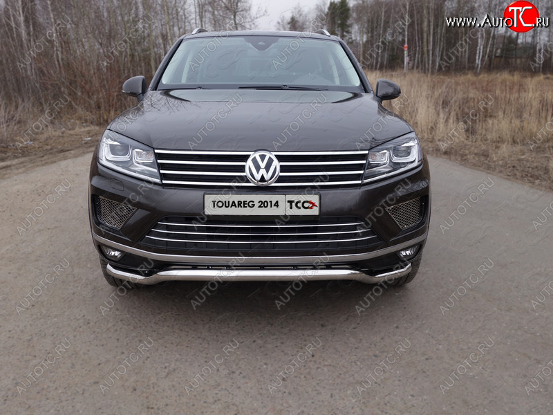 27 999 р. Защита передняя нижняя кенгурин 60,3 мм ТСС Тюнинг  Volkswagen Touareg  NF (2014-2018) рестайлинг (нержавейка)  с доставкой в г. Нижний Новгород