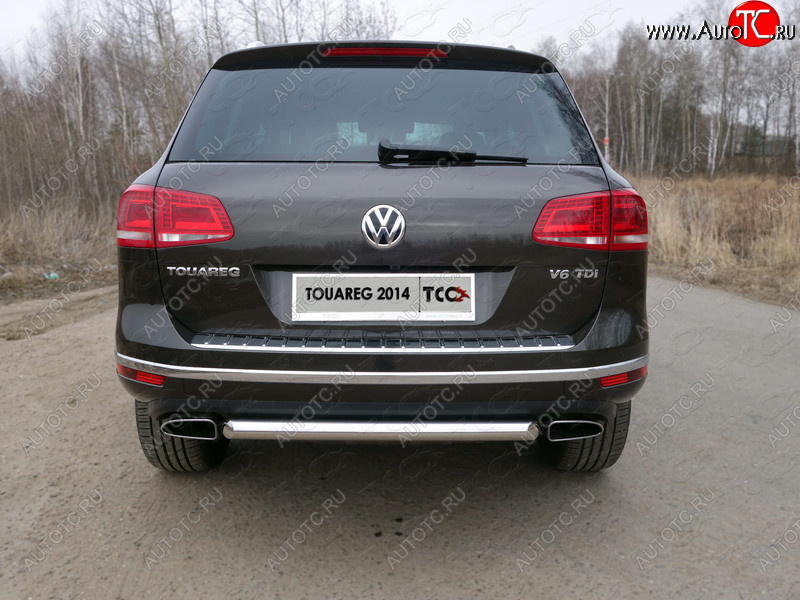 14 999 р. Защита задняя (нержавейка 60,3 мм) ТСС Тюнинг Volkswagen Touareg NF рестайлинг (2014-2018)  с доставкой в г. Нижний Новгород