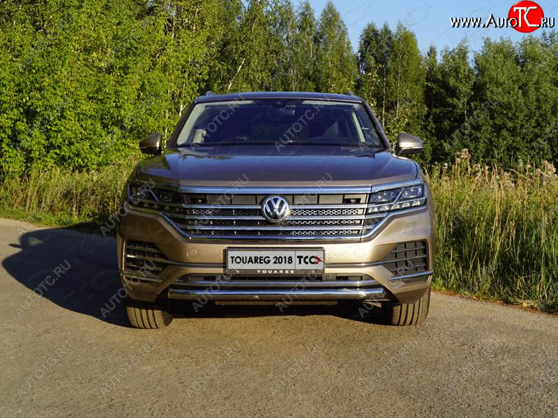 19 999 р. Защита переднего бампера нижняя d60,3 мм ТСС Тюнинг  Volkswagen Touareg  CR (2018-2024) (нержавейка)  с доставкой в г. Нижний Новгород