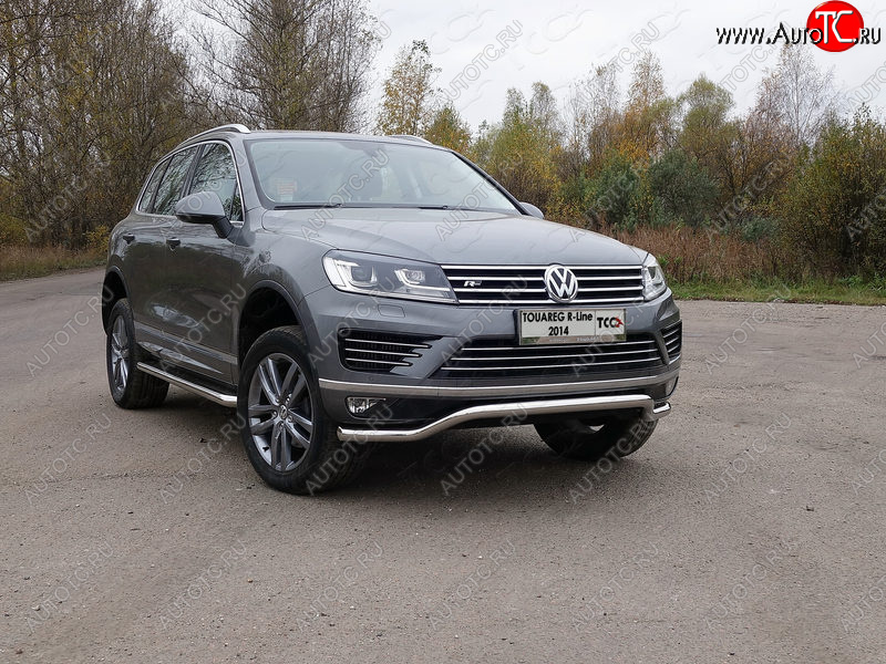 27 999 р. Защита передняя нижняя кенгурин 60,3 мм R-Line ТСС Тюнинг  Volkswagen Touareg  NF (2014-2018) рестайлинг (нержавейка)  с доставкой в г. Нижний Новгород