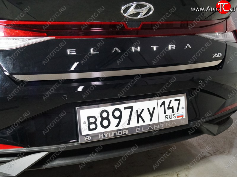 2 099 р. Накладка на заднюю дверь, ТСС Тюнинг  Hyundai Elantra  CN7 (2020-2023) (Лист шлифованный)  с доставкой в г. Нижний Новгород