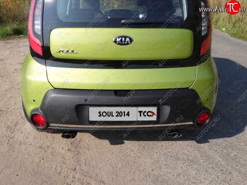 1 069 р. Накладка на задний бампер, ТСС Тюнинг  KIA Soul  PS (2014-2016) дорестайлинг (лист шлифованный)  с доставкой в г. Нижний Новгород