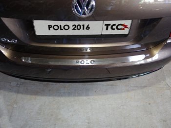 1 799 р. Накладка на задний бампе, ТСС Тюнинг  Volkswagen Polo  5 (2015-2020) седан рестайлинг, хэтчбек рестайлинг (лист шлифованный надпись Polo)  с доставкой в г. Нижний Новгород. Увеличить фотографию 1