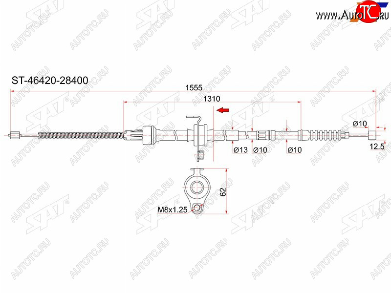 1 399 р. Трос ручника RH 2WD SAT  Toyota Noah ( 1,  2,  3) - Town Ace  s400  с доставкой в г. Нижний Новгород