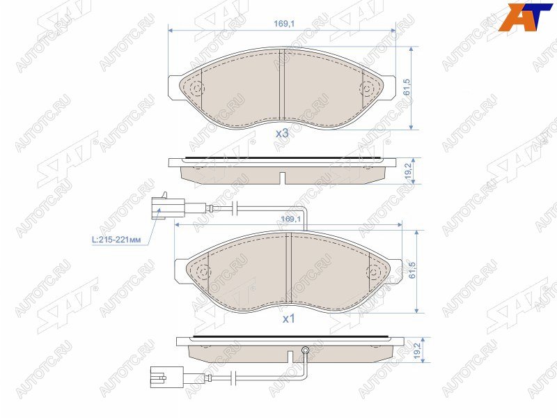 2 099 р. Колодки тормозные перед FL-FR SAT  CITROEN Jumper ( 250,  290) (2006-2022), Fiat Ducato ( 250,  290) (2006-2024), Peugeot Boxer ( 250,  290) (2006-2024)  с доставкой в г. Нижний Новгород