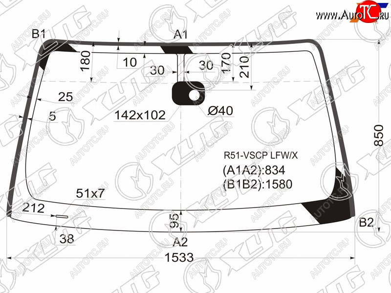 6 399 р. Стекло лобовое (Датчик дождя Молдинг) XYG  Nissan Navara  2 D40 - X-terra  2 N50  с доставкой в г. Нижний Новгород