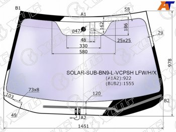 24 749 р. Стекло лобовое (Атермальное Обогрев щеток Датчик дождя) XYG Subaru Outback BS/B15 рестайлинг универсал (2017-2021)  с доставкой в г. Нижний Новгород. Увеличить фотографию 2