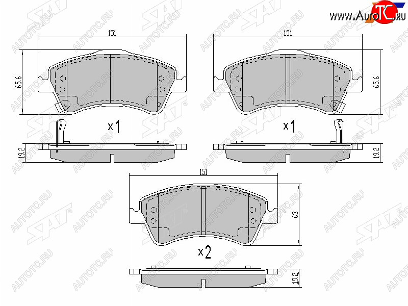 1 379 р. Колодки тормозные передние FR-FL SAT Toyota Avensis T270 седан дорестайлинг (2008-2011)  с доставкой в г. Нижний Новгород