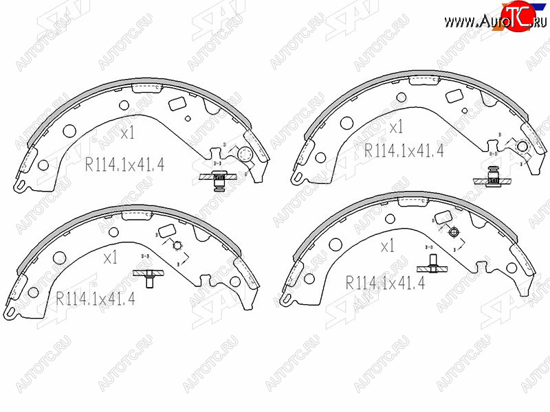 1 779 р. Колодки тормозные барабанные задние LH-RH SAT  Toyota RAV4  CA20 (2000-2005) 3 дв. дорестайлинг, 5 дв. дорестайлинг, 3 дв. рестайлинг, 5 дв. рестайлинг  с доставкой в г. Нижний Новгород