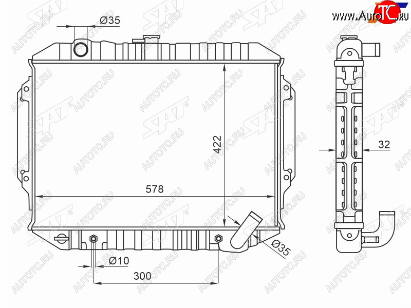 10 649 р. Радиатор охлаждающей жидкости SAT Mitsubishi Pajero 2 V30/V40 5 дв. дорестайлинг (1991-1997)  с доставкой в г. Нижний Новгород