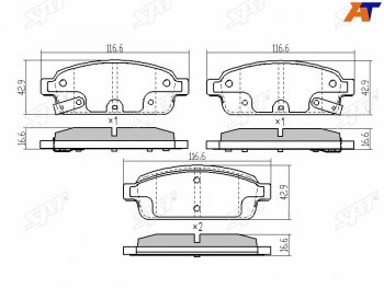 939 р. Колодки тормозные задние RH-LH SAT Chevrolet Cruze J300 седан дорестайлинг (2009-2012)  с доставкой в г. Нижний Новгород. Увеличить фотографию 1