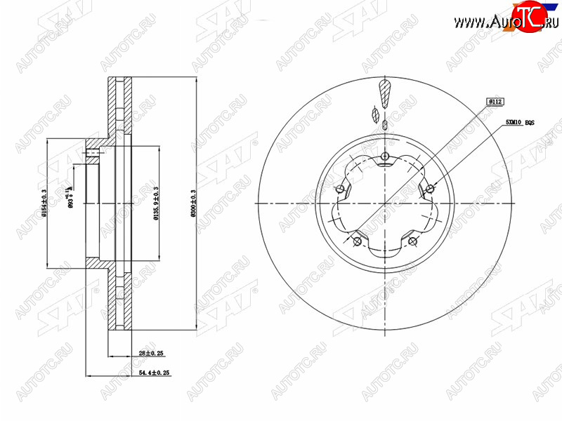 3 199 р. Диск тормозной передний Ømm SAT  Ford Transit (2006-2014) цельнометаллический фургон  с доставкой в г. Нижний Новгород