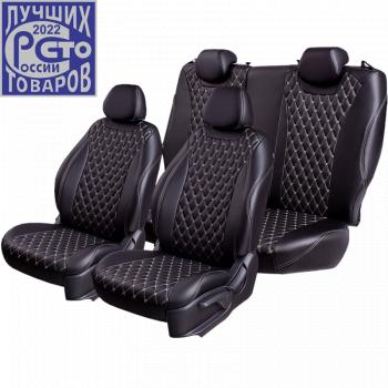 Чехлы для сидений (РЗС60/40, Экокожа) БАЙРОН РОМБ Lord Auto Geely GC6 (2014-2017)  (черный/бежевый)