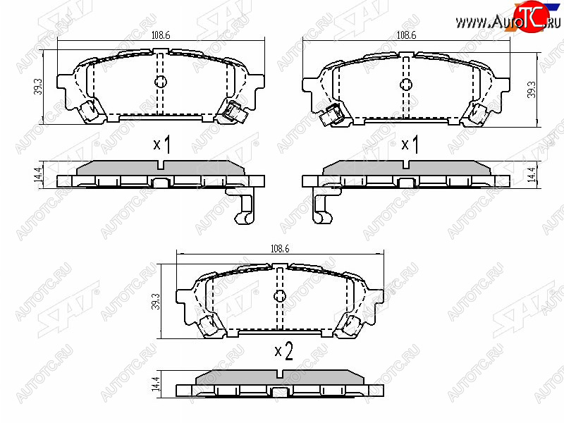 759 р. Колодки тормозные зад RH-LH SAT Subaru Impreza GE седан (2007-2012)  с доставкой в г. Нижний Новгород