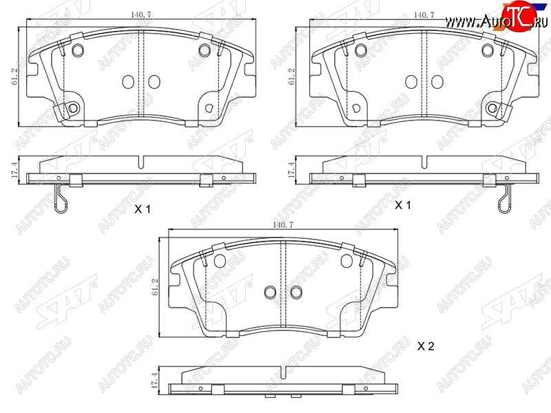 1 369 р. Колодки тормозные FR SAT   Hyundai IX35 ( LM,  NU) (2013-2024), Hyundai Tucson ( TL,  NX4) (2015-2022), KIA Sportage ( 4 QL,  5 NQ5) (2016-2024)  с доставкой в г. Нижний Новгород