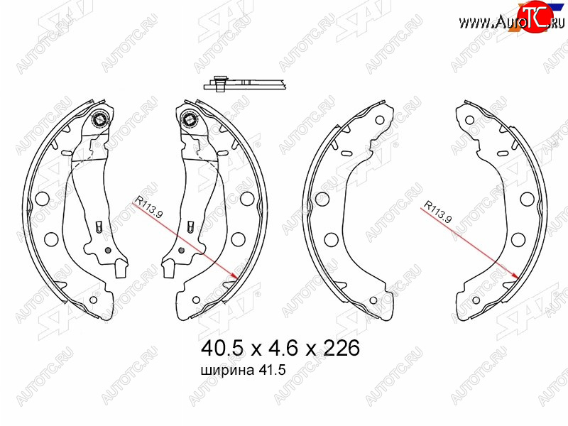 1 559 р. Колодки тормозные барабанные задние RH-LH SAT Renault Kangoo KW0 дорестайлинг (2008-2013)  с доставкой в г. Нижний Новгород