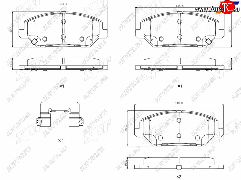 2 149 р. Колодки тормозные передние FR-FL SAT  Hyundai I30 FD универсал рестайлинг (2010-2012)  с доставкой в г. Нижний Новгород