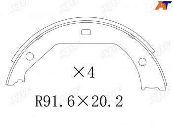 Колодки тормозные барабанные задние RH-LH SAT BMW (БМВ) 3 серия ( E46,  E90,  F30) (1998-2018) E46, E90, F30 седан дорестайлинг, седан рестайлинг, седан дорестайлинг, седан рестайлинг, седан дорестайлинг, седан рестайлинг