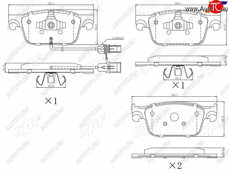 1 439 р. Колодки тормозные перед FL-FR SAT  Audi A4 ( B8,  B9) - S5  8T  с доставкой в г. Нижний Новгород