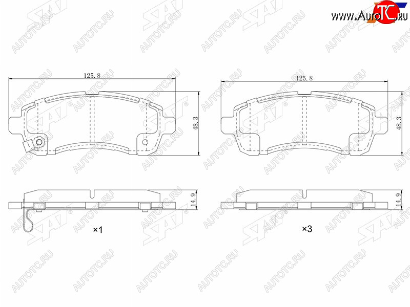 1 199 р. Колодки тормозные перед FL-FR SAT  Mazda 2/Demio  DE (2007-2014) дорестайлинг, рестайлинг  с доставкой в г. Нижний Новгород