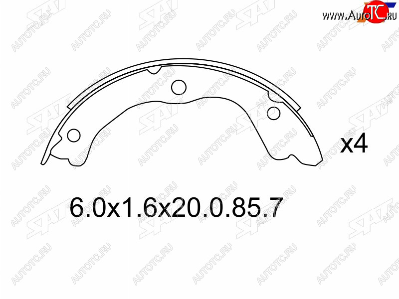 1 389 р. Колодки барабанные задние RH-LH SAT  Nissan Primera ( 3 седан,  3 универсал) - X-trail  1 T30  с доставкой в г. Нижний Новгород