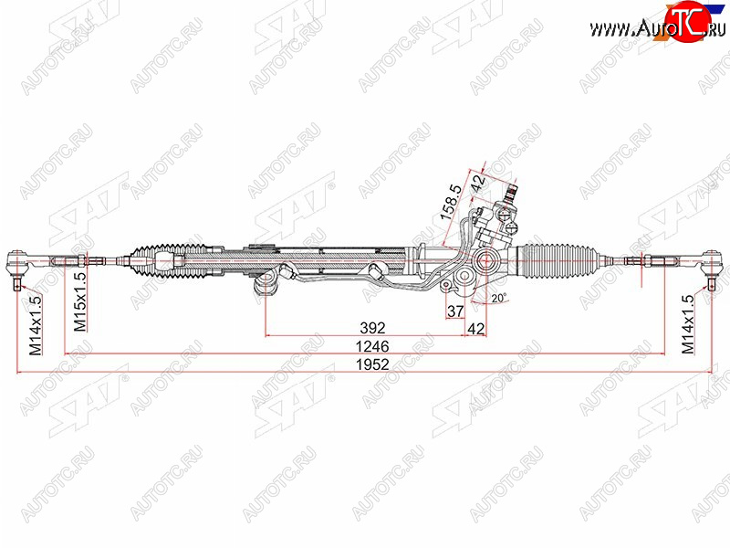 14 449 р. Рейка рулевая LHD SAT Toyota Land Cruiser Prado J120 (2002-2009)  с доставкой в г. Нижний Новгород