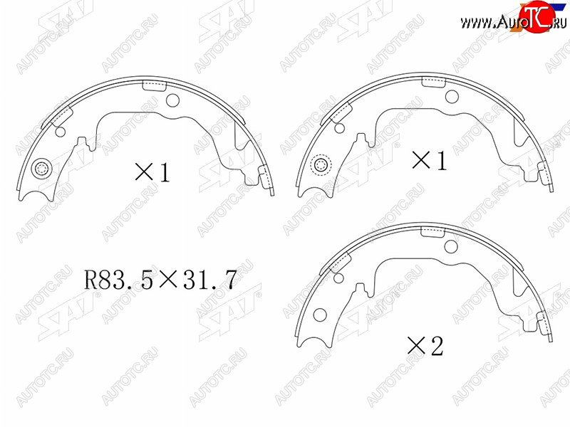 1 849 р. Колодки барабанные задние RH-LH SAT Mitsubishi ASX дорестайлинг (2010-2012)  с доставкой в г. Нижний Новгород