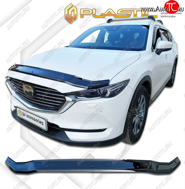 2 079 р. Дефлектор капота CA-Plastic  Mazda CX-8  KG2P KG5P (2017-2022) дорестайлинг (classic черный, без надписи)  с доставкой в г. Нижний Новгород