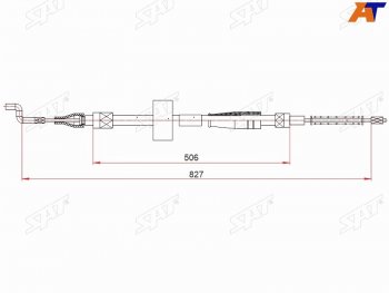 Трос ручного тормоза LH-RH SAT Volkswagen (Волксваген) Transporter (Транспортер)  T4 (1990-2003) T4 дорестайлинг, рестайлинг