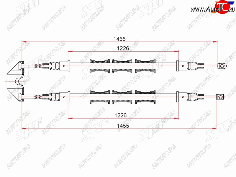 1 599 р. Трос ручного тормоза LH-RH SAT  Opel Vectra  B (1995-2003) седан дорестайлинг, универсал дорестайлинг , седан рестайлинг  с доставкой в г. Нижний Новгород