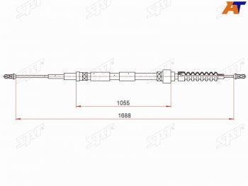 779 р. Трос ручного тормоза RH SAT  Audi A3 ( 8LA хэтчбэк 5 дв.,  8L1 хэтчбэк 3 дв.) (1996-2003), Skoda Octavia  Tour A4 1U2 (1997-2010) (дисковые тормоза)  с доставкой в г. Нижний Новгород. Увеличить фотографию 1