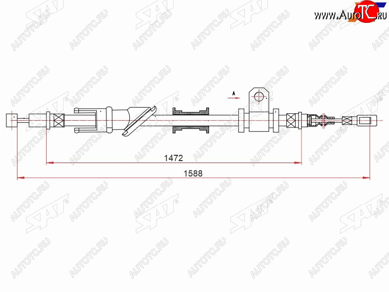 1 189 р. Трос ручного тормоза RH SAT  Mitsubishi Carisma - Lancer ( 8,  9)  с доставкой в г. Нижний Новгород