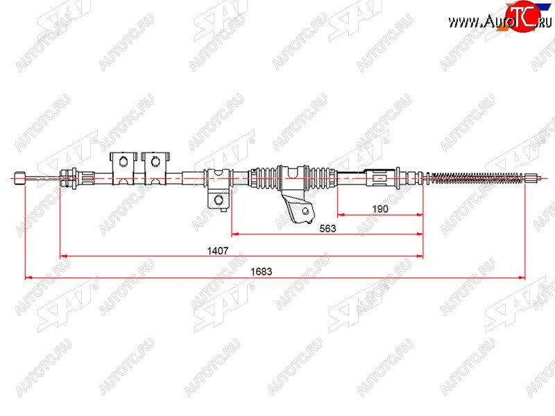 2 479 р. Трос ручного тормоза LH SAT  Mitsubishi Montero  V60 - Pajero ( 3 V70,  3 V60)  с доставкой в г. Нижний Новгород