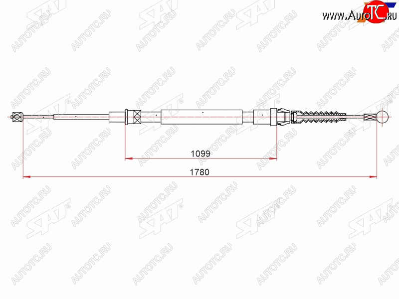 1 159 р. Трос ручного тормоза RH-LH SAT Skoda Rapid NH3 рестайлинг лифтбэк (2017-2020)  с доставкой в г. Нижний Новгород