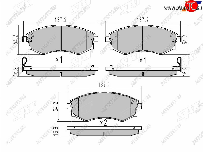 1 179 р. Колодки тормозные передние FR-FL SAT  Hyundai Elantra XD седан дорестайлинг (2000-2003)  с доставкой в г. Нижний Новгород