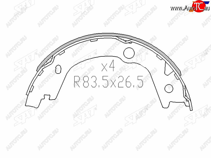 1 169 р. Колодки барабанные задние RH-LH SAT  Hyundai Santa Fe (SM,  CM,  DM,  TM), Sonata (EF,  NF,  YF,  LF), Tucson (JM), SSANGYONG Kyron  с доставкой в г. Нижний Новгород