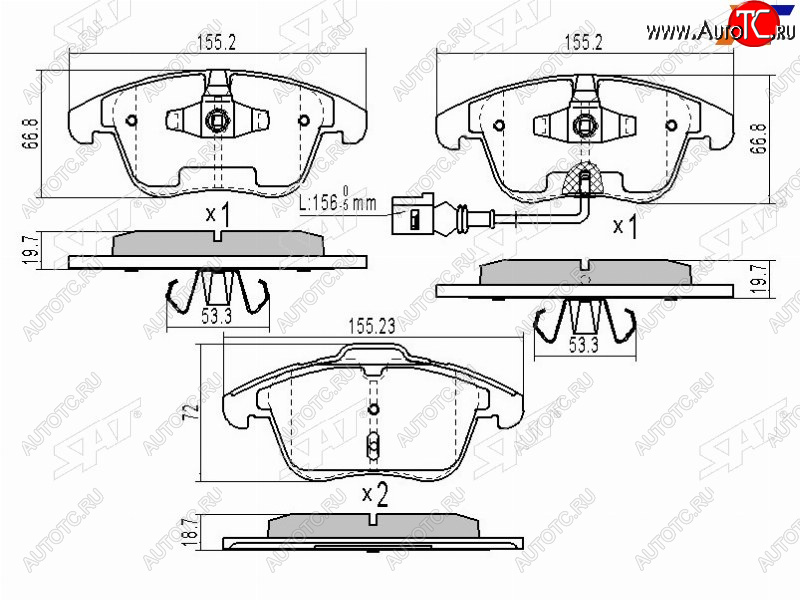 1 589 р. Колодки тормозные перед FL-FR SAT  Volkswagen Polo  Mk6 - Tiguan  NF  с доставкой в г. Нижний Новгород