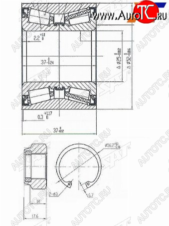 1 169 р. Подшипник задней ступицы SAT  CITROEN C2, C3 (FC/FN,  дорестайлинг,  SX,SY), C3 Aircross, C3 Picasso (дорестайлинг,  рестайлинг), C3 Pluriel, Nissan Cube (2), March (3 K12), Note (1,  2), Renault Logan (1,  2), Logan Stepway  с доставкой в г. Нижний Новгород