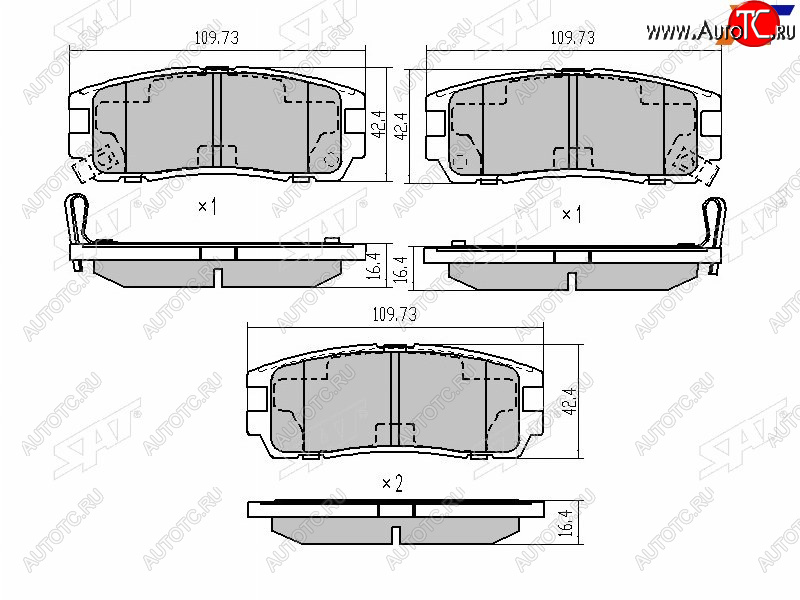 959 р. Колодки тормозные задние LH-RH SAT  Great Wall Hover H3 (2010-2024), Isuzu Trooper (1981-2002), Opel Monterey (1981-2002)  с доставкой в г. Нижний Новгород