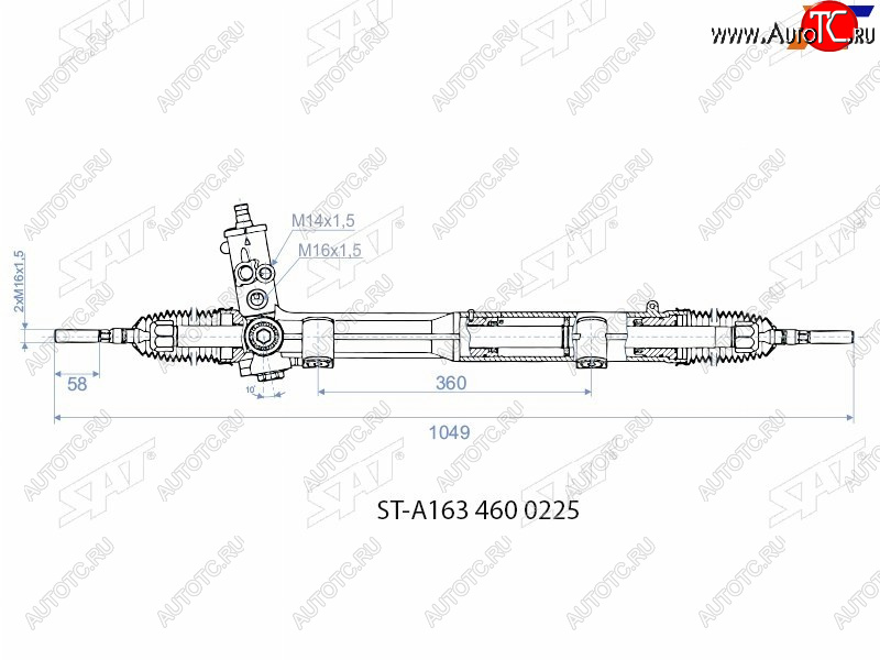 25 999 р. Рейка рулевая M14х1,5.16х1,5 SAT  Mercedes-Benz ML class  W163 (2001-2005) рестайлинг  с доставкой в г. Нижний Новгород