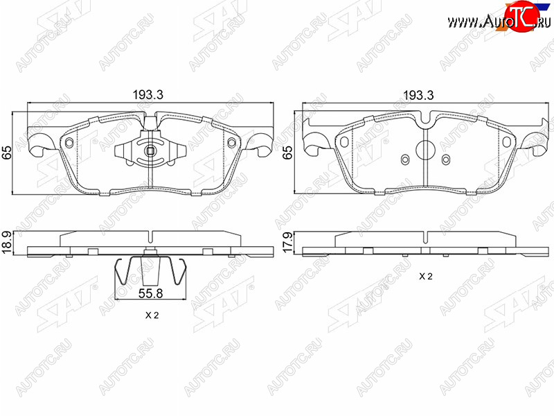 1 659 р. Колодки тормозные перед FL-FR SAT  Jaguar F-Pace  X761 (2015-2022), Land Rover Range Rover Velar  1 L560 (2017-2024)  с доставкой в г. Нижний Новгород