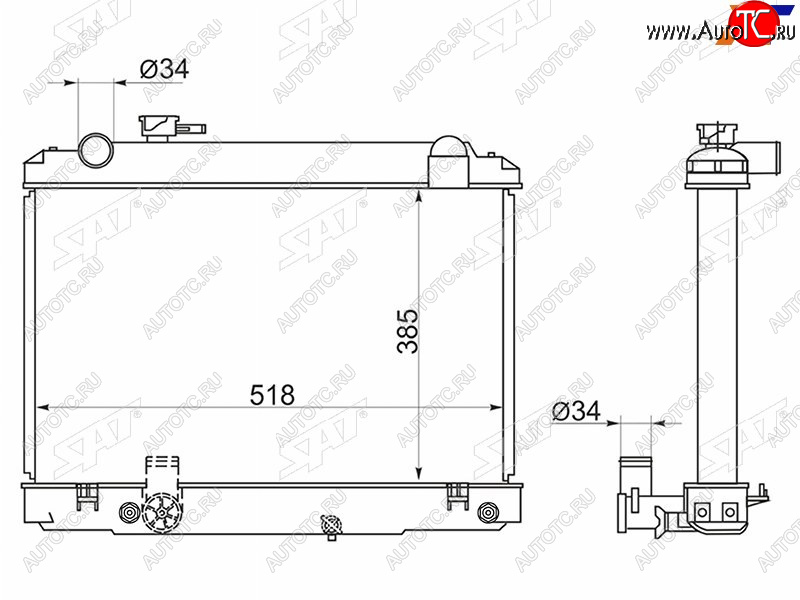 11 699 р. Радиатор SAT  Toyota Town Ace  3 (1996-2008) (применимо для Тoyota Dyna 95-99)  с доставкой в г. Нижний Новгород