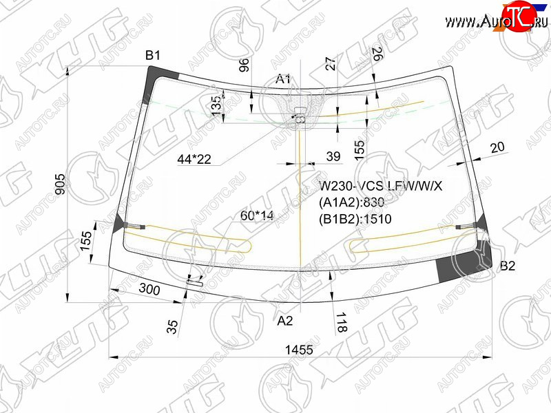 10 949 р. Стекло лобовое (Антенна Датчик дождя) XYG  Mercedes-Benz SL class  R230 (2002-2013)  с доставкой в г. Нижний Новгород